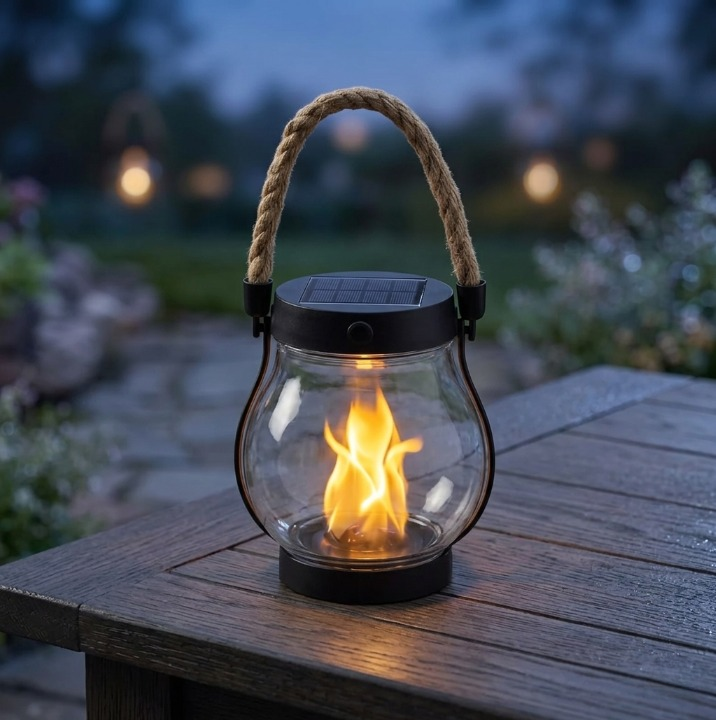 Solar Flame Lantern with Real Flickering Effect