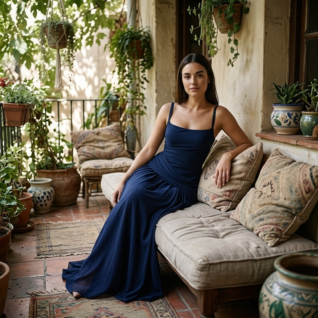 Elegant Ruched Maxi Dress