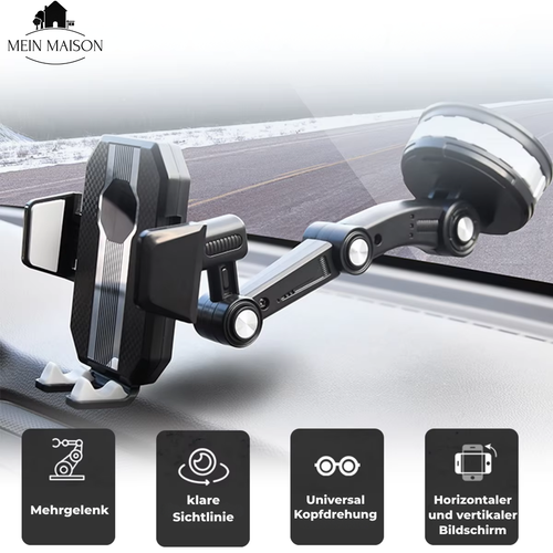 Car Phone Mount | Strong Suction Cup | 360° Rotation | One-Hand Operation