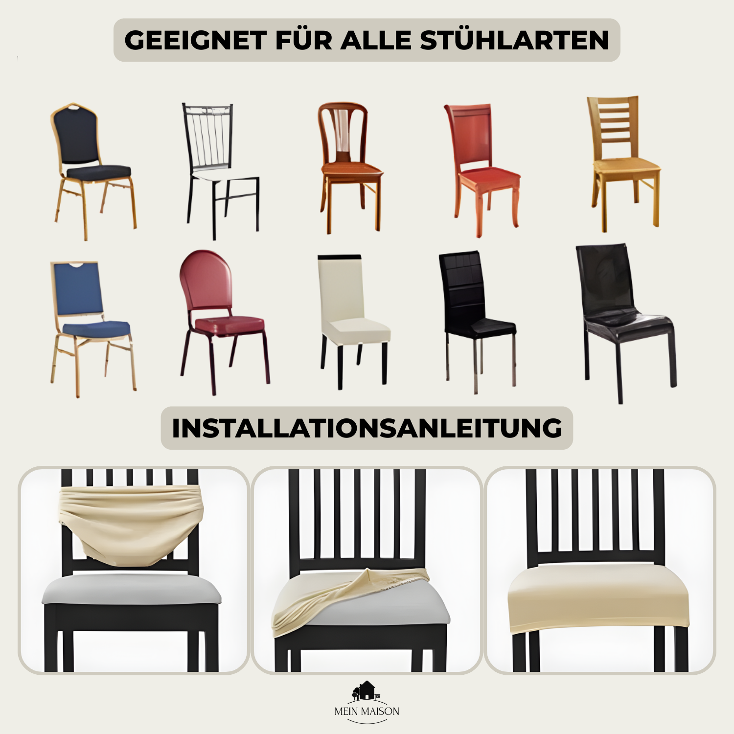 2+2 FREE | Stylish Chair Covers – Elegant Protection for Your Furniture!