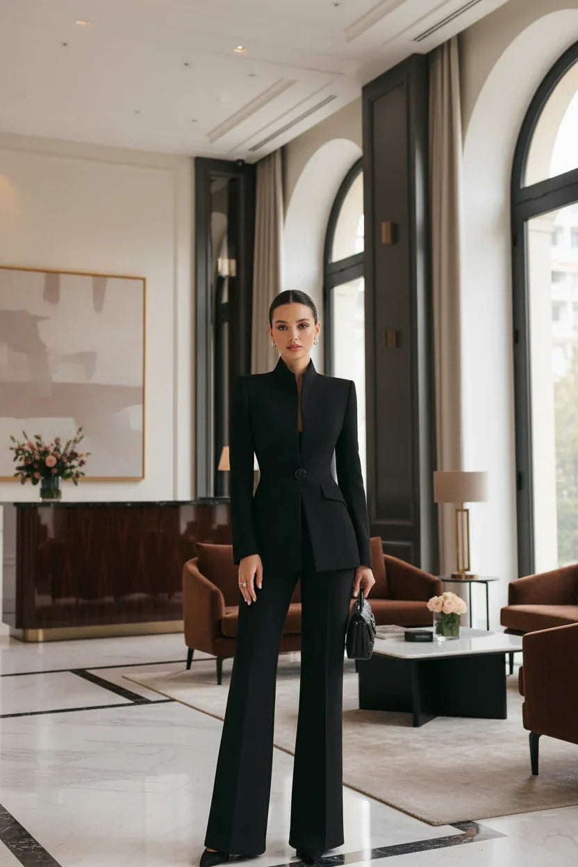 Giselle | Elegant Blazer & Palazzo Trousers Set 1