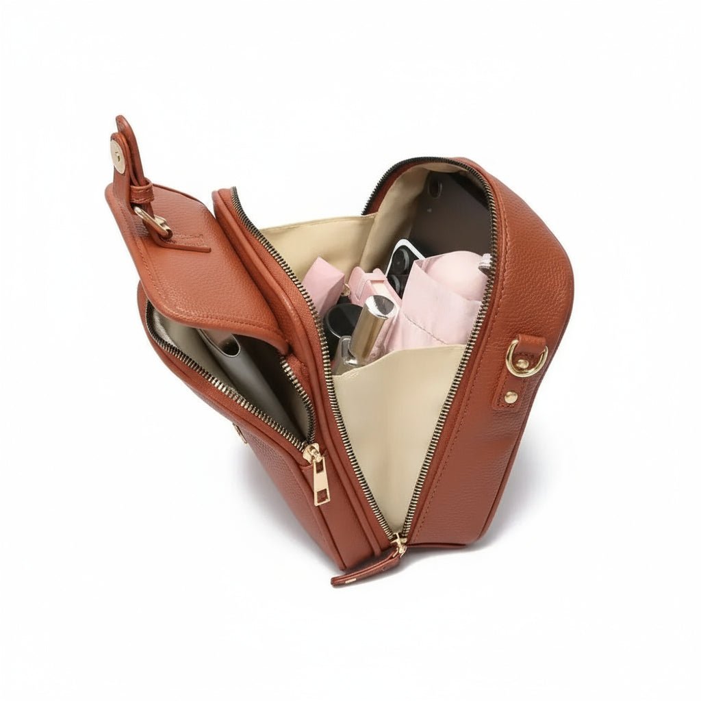 Leather Crossbody Bag  Anti-Theft Compact Square Design - Product example