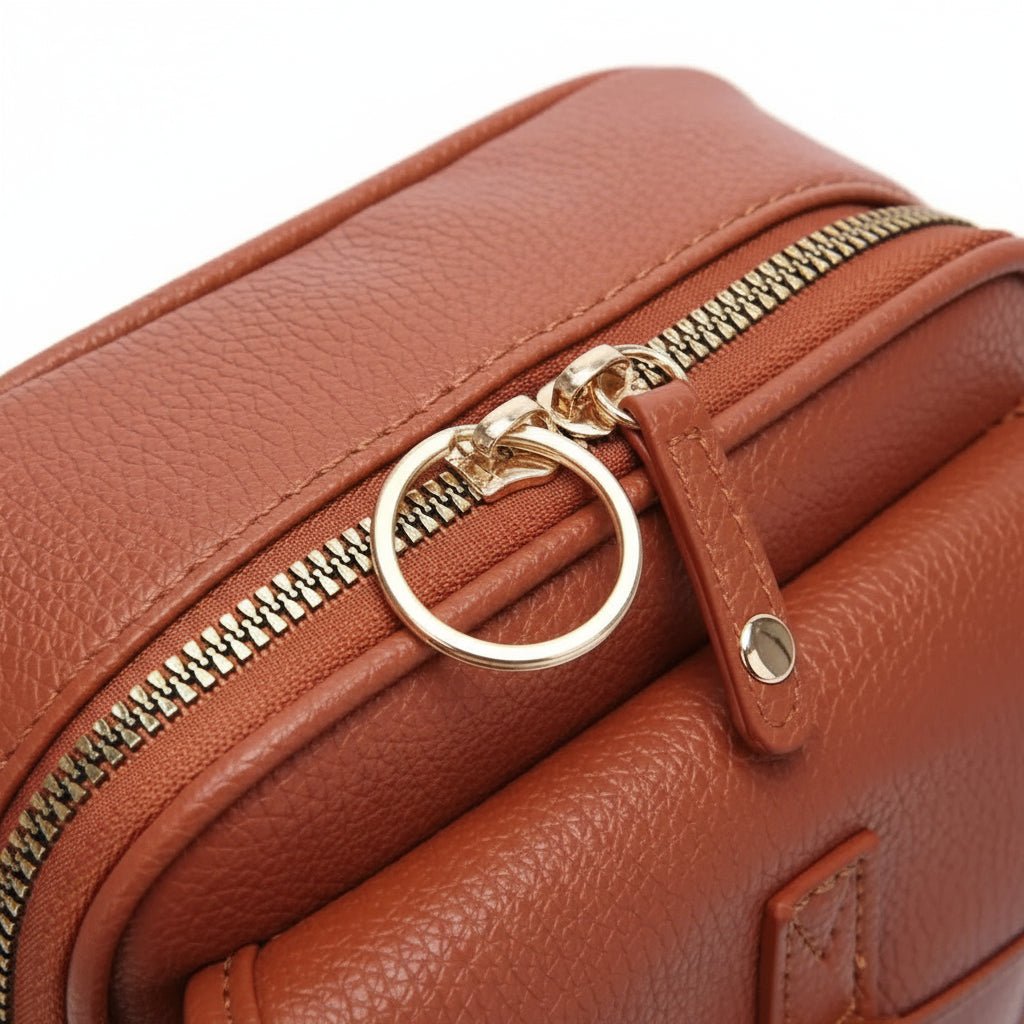 Leather Crossbody Bag  Anti-Theft Compact Square Design - Product detail 4