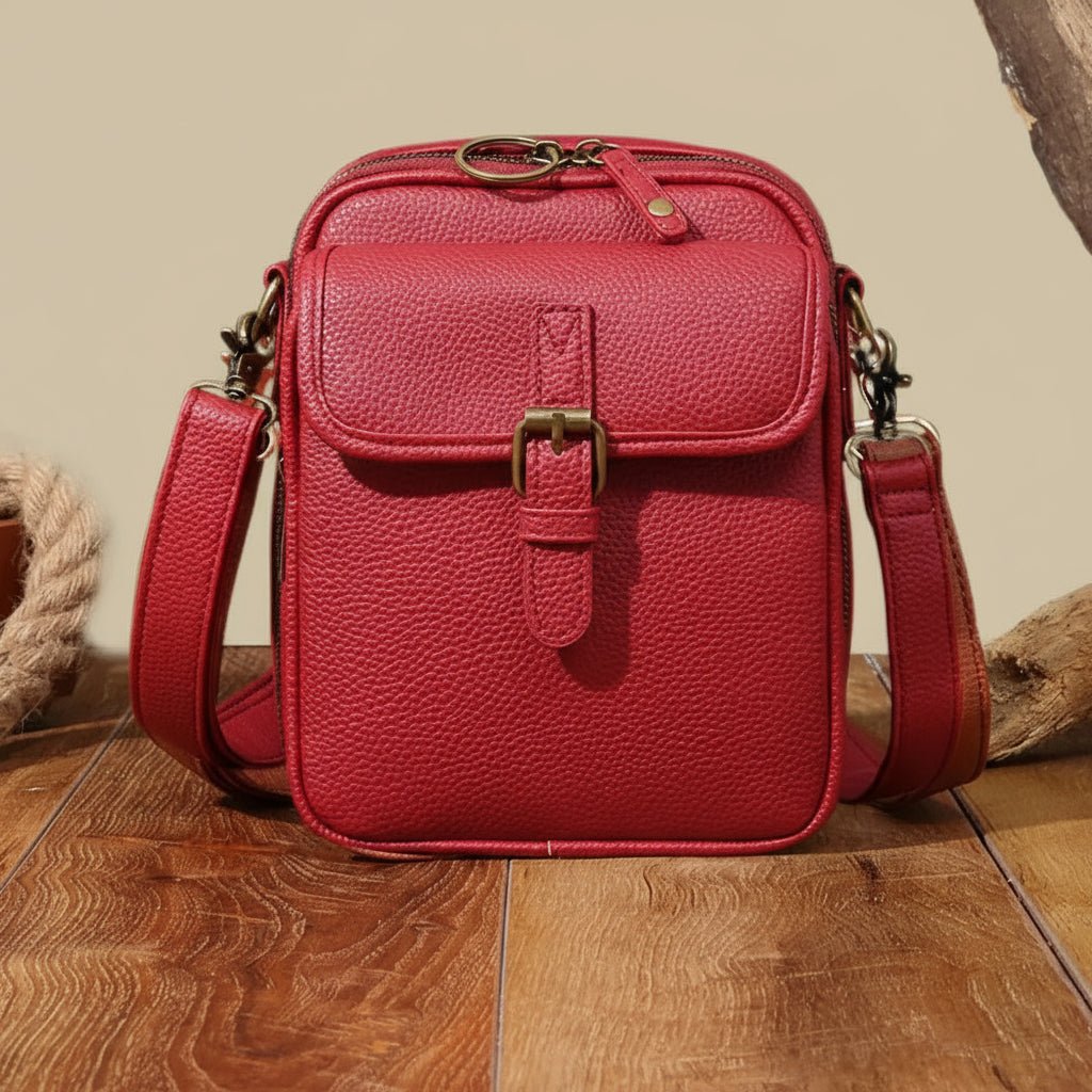 Leather Crossbody Bag  Anti-Theft Compact Square Design - Product detail 7