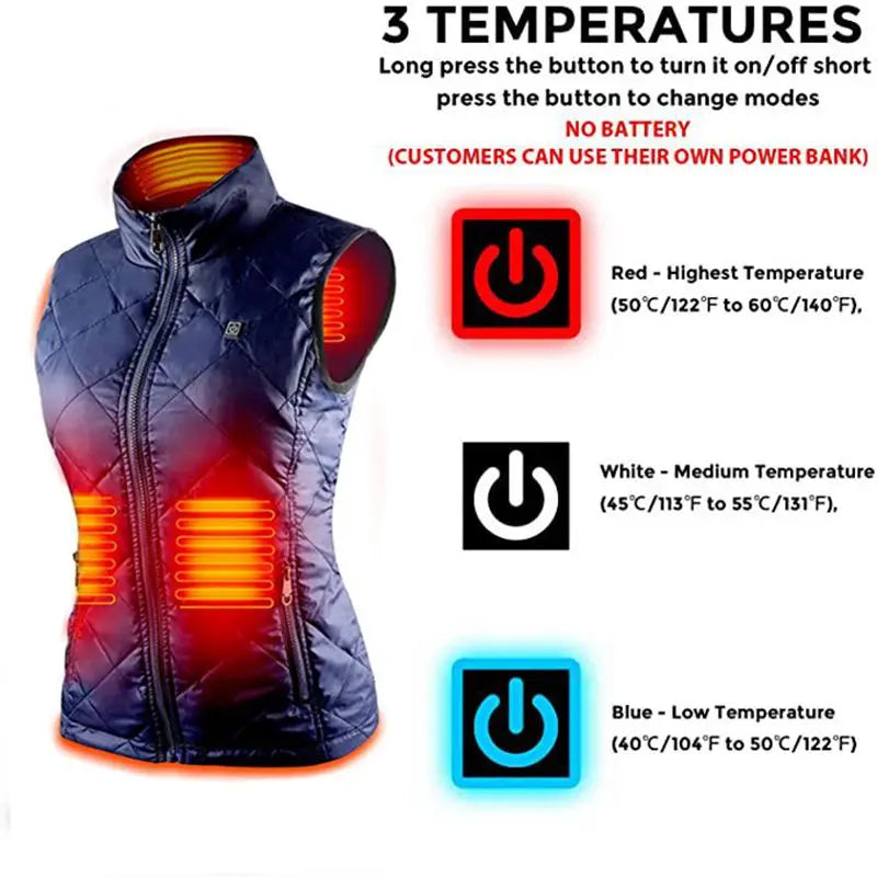 Women's Heated Vest | USB-Heated Vest with Infrared Technology | Heat-Regulating & Lightweight | Ideal for Autumn & Winter