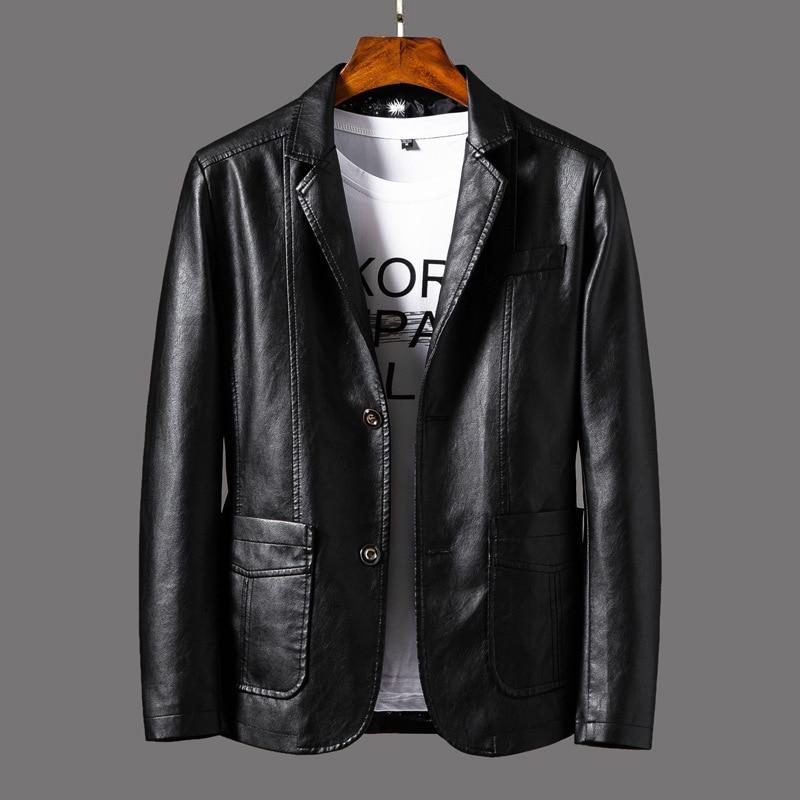 Premium Leather Blazer  Modern Cut Black Lambskin - Detailed view