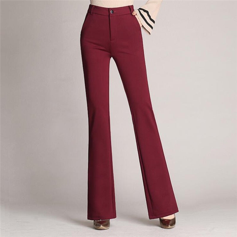 Eleganti pantaloni da donna a vita alta, linea a trapezio, su misura