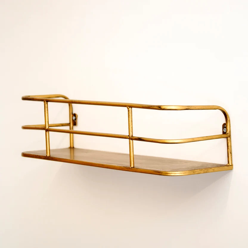 Industrial Gold Metal Shelving Unit | Open Storage Display Rack | Multi-Tier Steel Frame Design | Living Room Office Storage