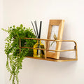 Industrial Gold Metal Shelving Unit | Open Storage Display Rack | Multi-Tier Steel Frame Design | Living Room Office Storage