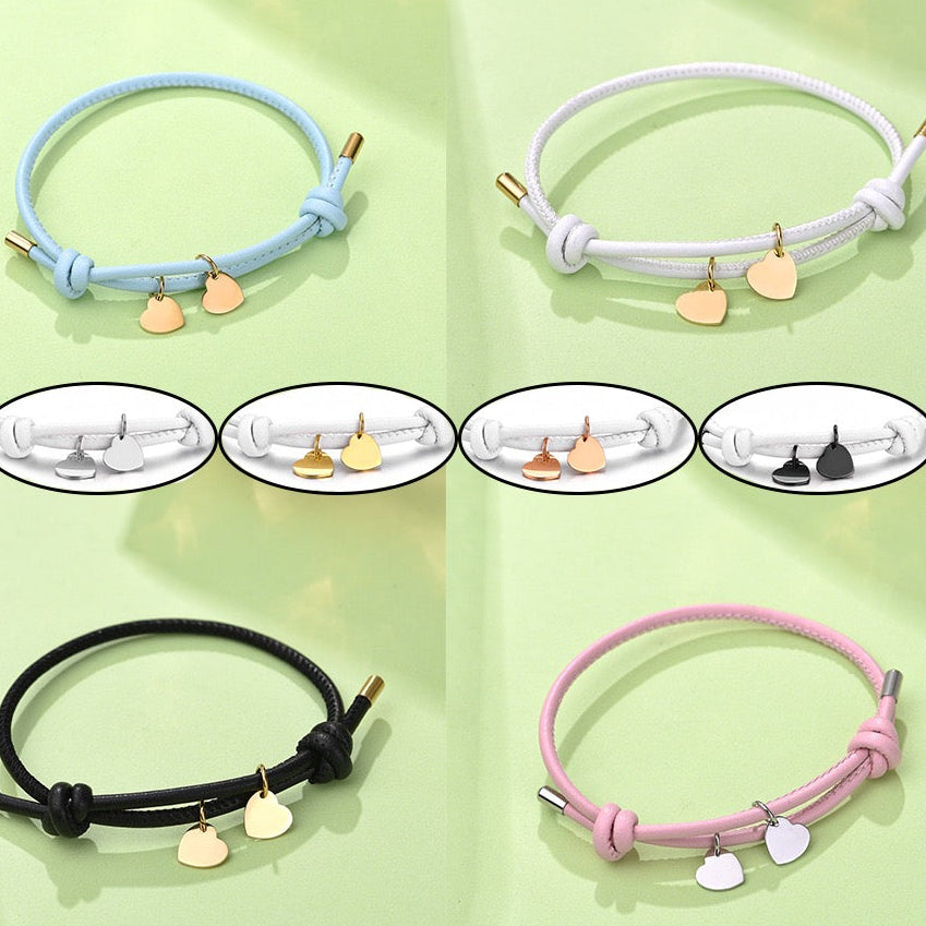 Double Heart Leather Bracelet
