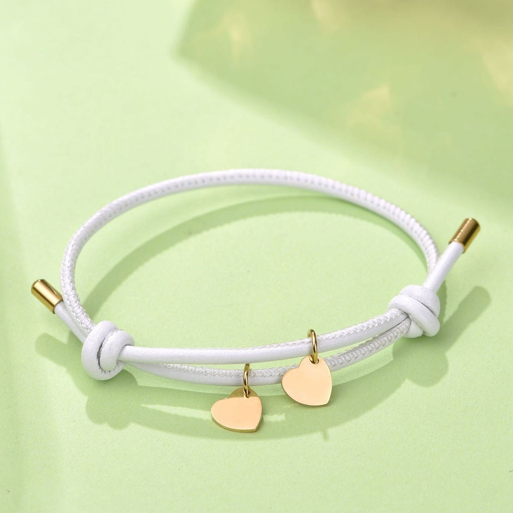Double Heart Leather Bracelet