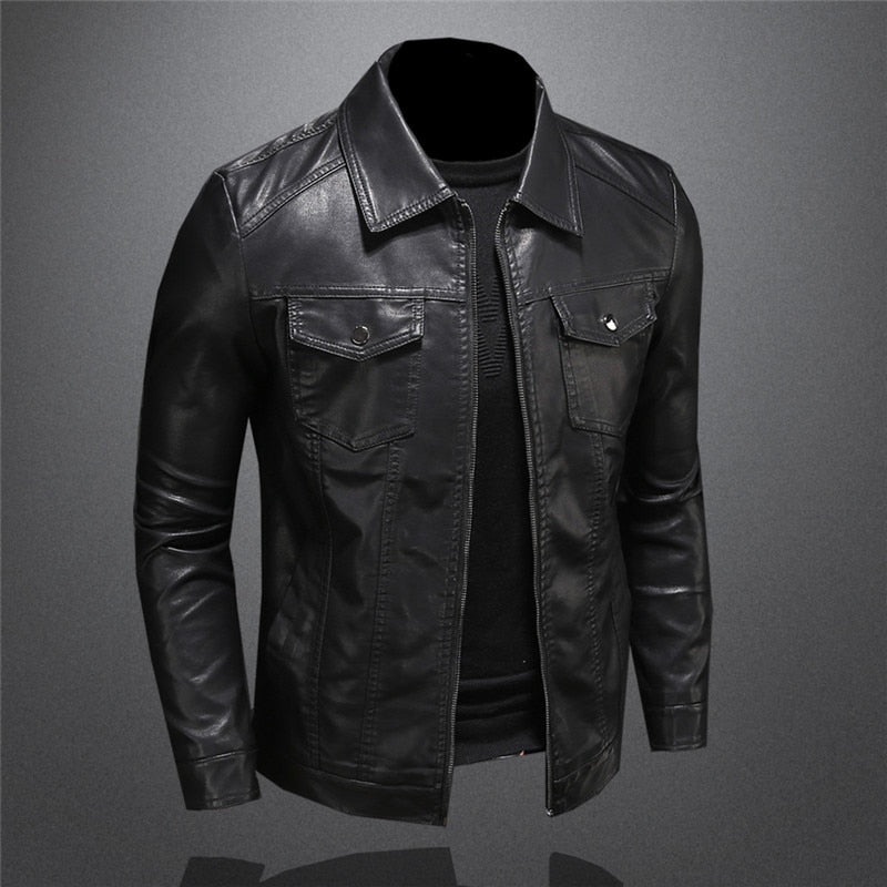 Men's Leather Jacket | Classic Black Design | Stylish & Versatile