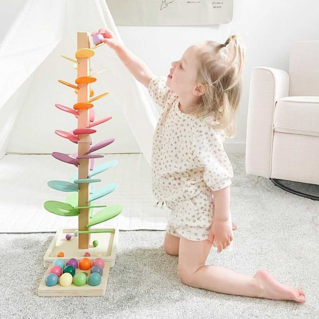 Wooden Rainbow Sound Tower  Educational Sensory Play Set - Detailed view