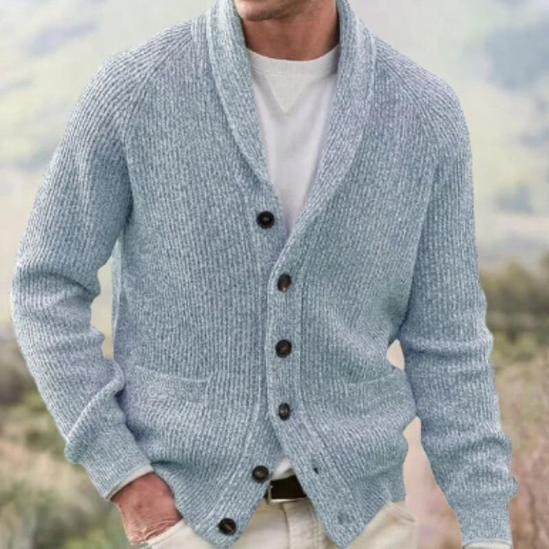 Men's Vintage Wool Button Cardigan - Comfortable Knitted V-Neck