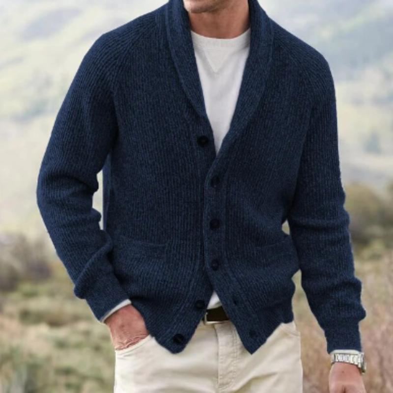 Cardigan da uomo vintage in lana con bottoni - Maglia comoda a V