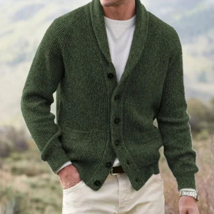 Cardigan da uomo vintage in lana con bottoni - Maglia comoda a V