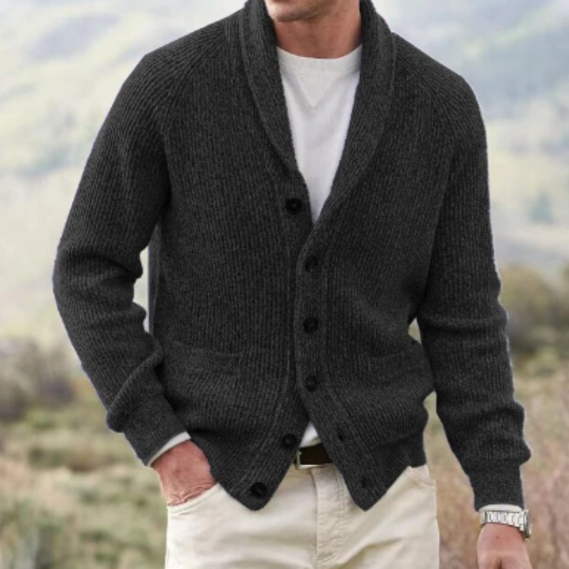 Cardigan da uomo vintage in lana con bottoni - Maglia comoda a V
