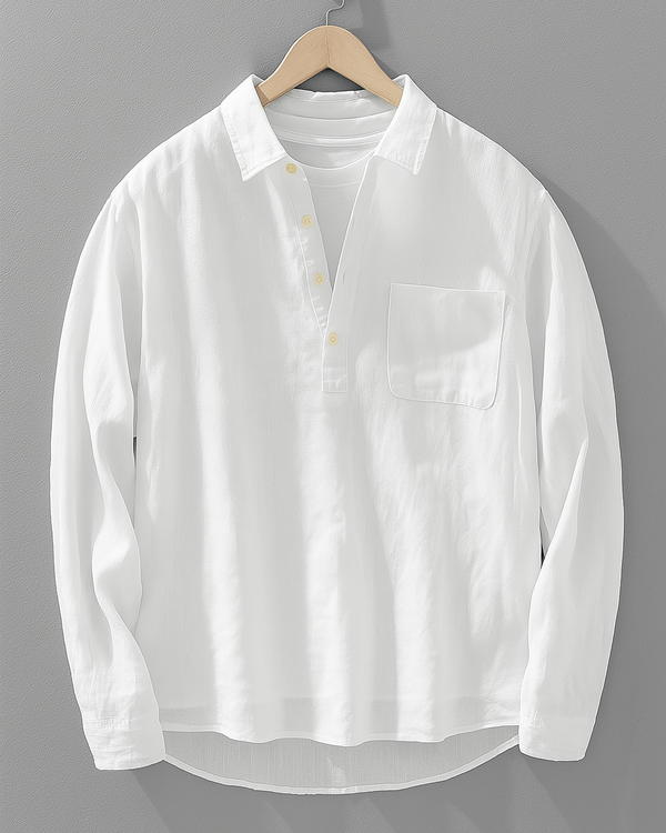 Kiyoto Cotton-Linen Popover Shirt