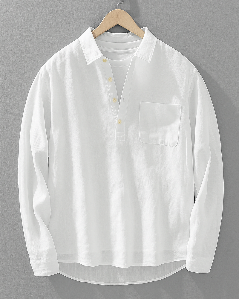 Kiyoto Cotton-Linen Popover Shirt