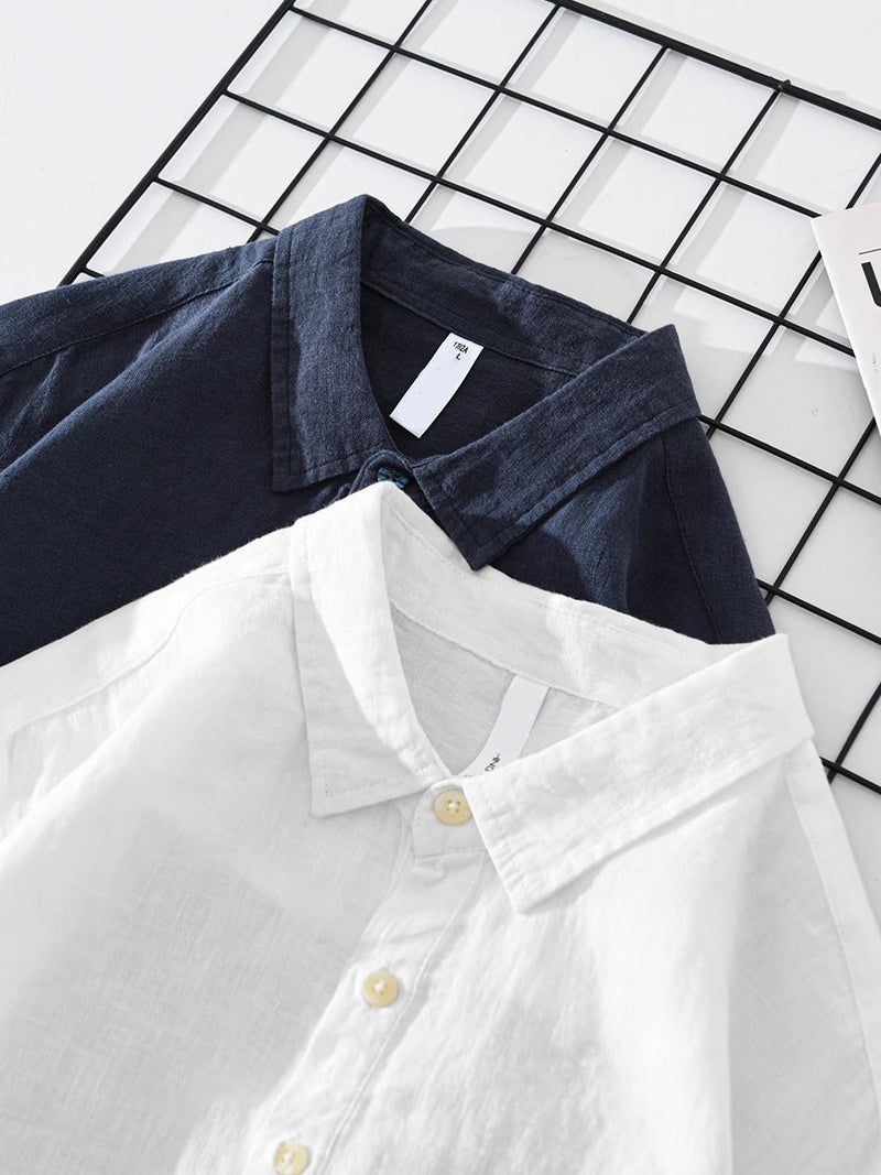 Kiyoto Cotton-Linen Popover Shirt