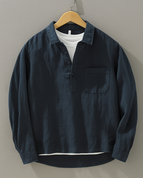 Kiyoto Cotton-Linen Popover Shirt