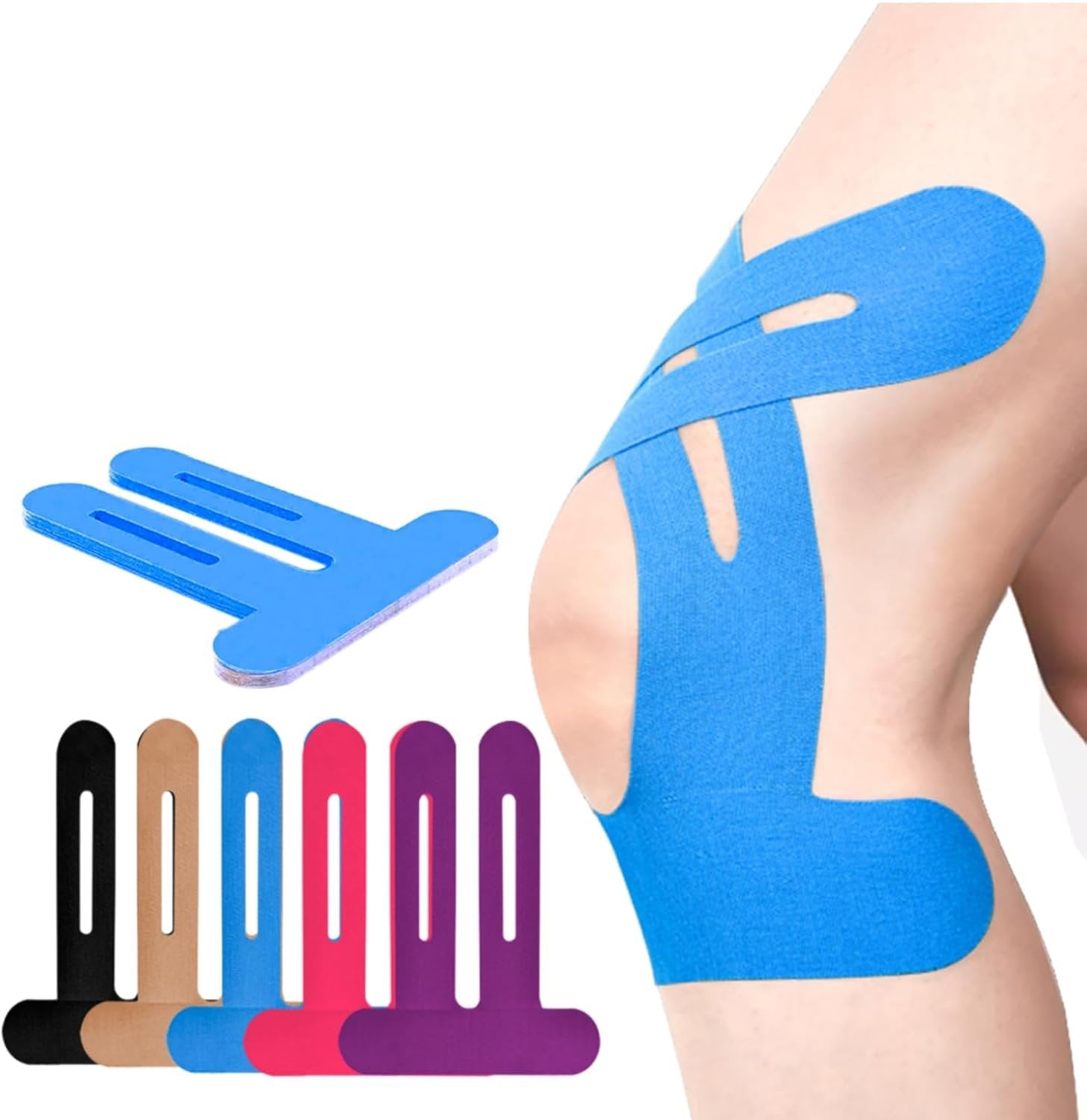Kniebandage | Vorgeschnittenes Kinesio Tape | Atmungsaktive Knieunterstützung | Flexify