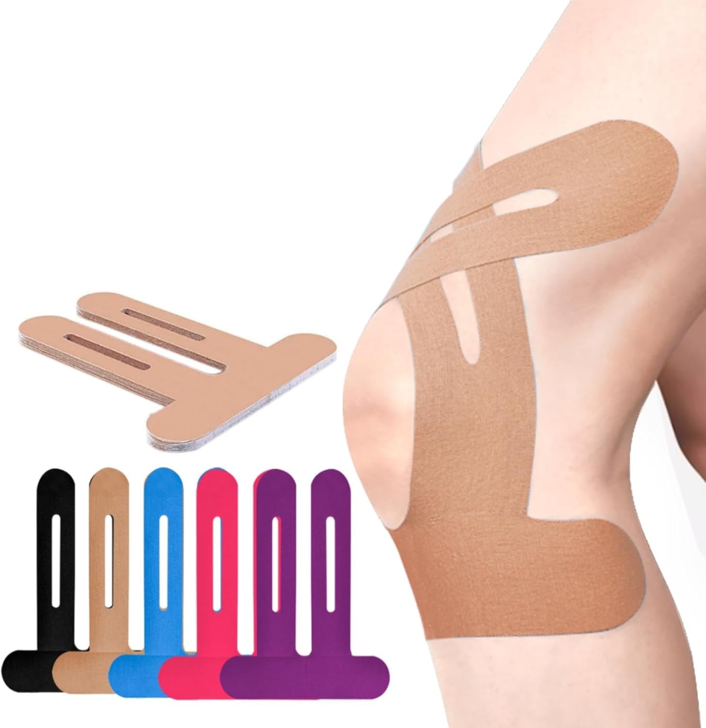 Kniebandage | Vorgeschnittenes Kinesio Tape | Atmungsaktive Knieunterstützung | Flexify