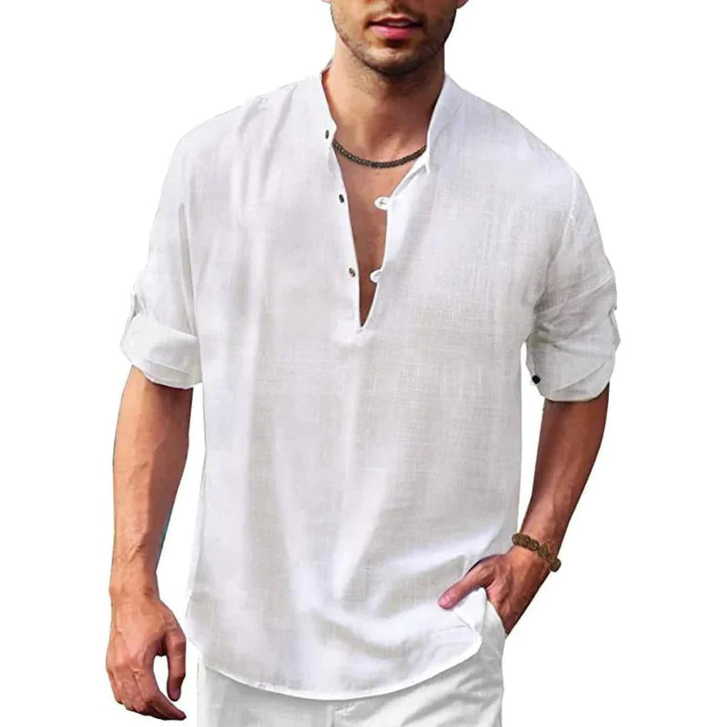 Camicia da uomo in misto lino
