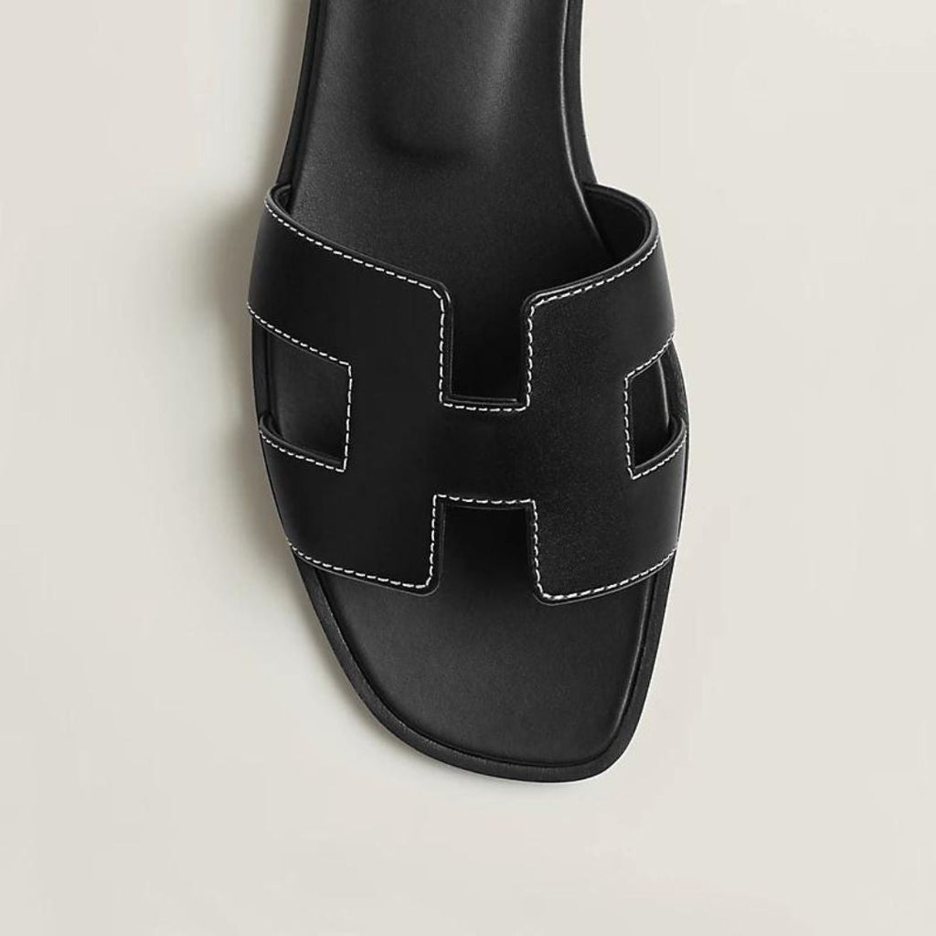 Classic Leather Sandals  White Cut-Out Design With Wooden Sole - Product detail 7