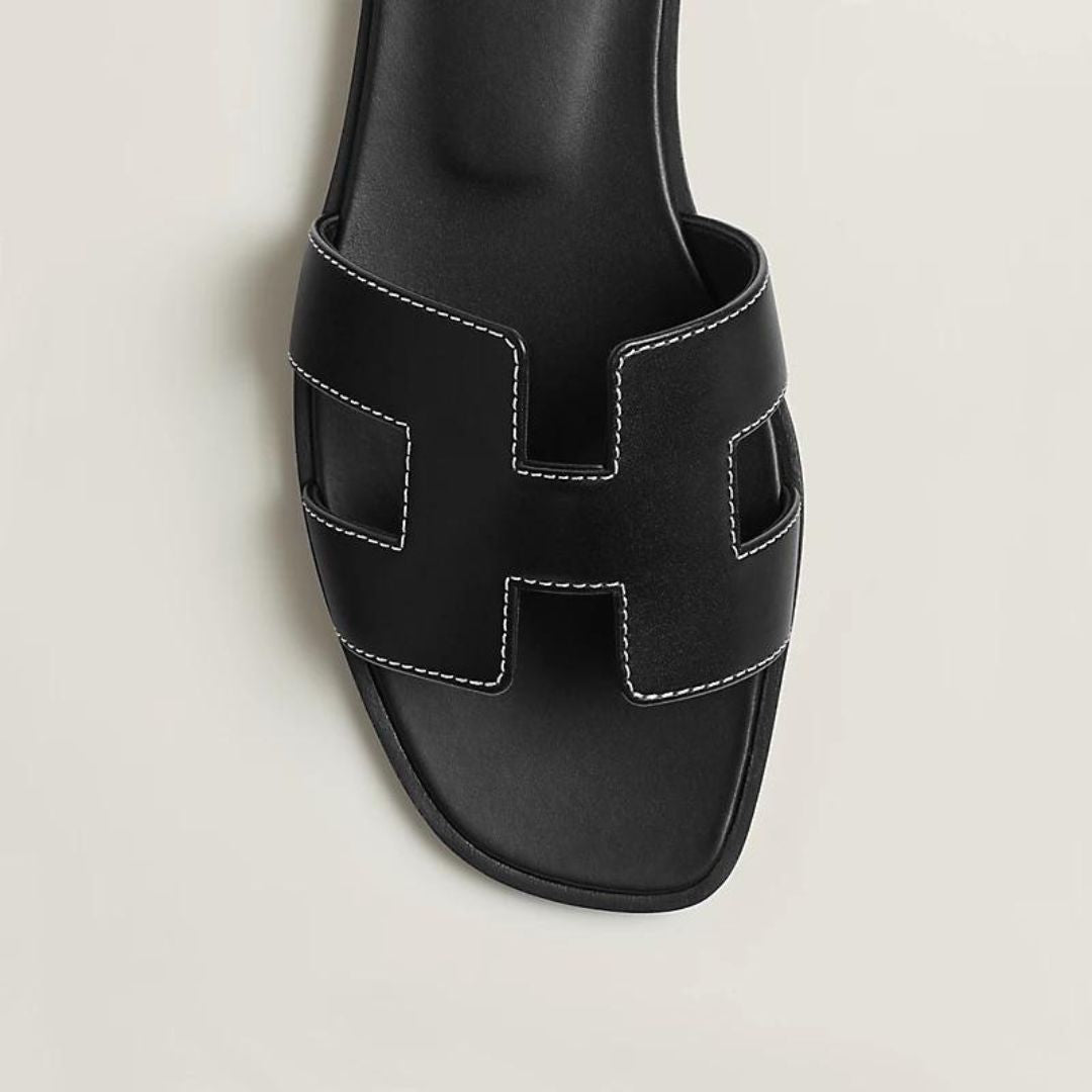 Classic Leather Sandals  White Cut-Out Design With Wooden Sole - Product detail 7