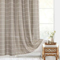Linen Shower Curtain  Boho Tassel Farmhouse Design - Product showcase