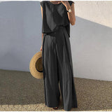 Women’s Linen Set with Wide Leg Trousers and Top