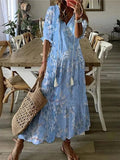 Boho Midi Dress with V-Neck