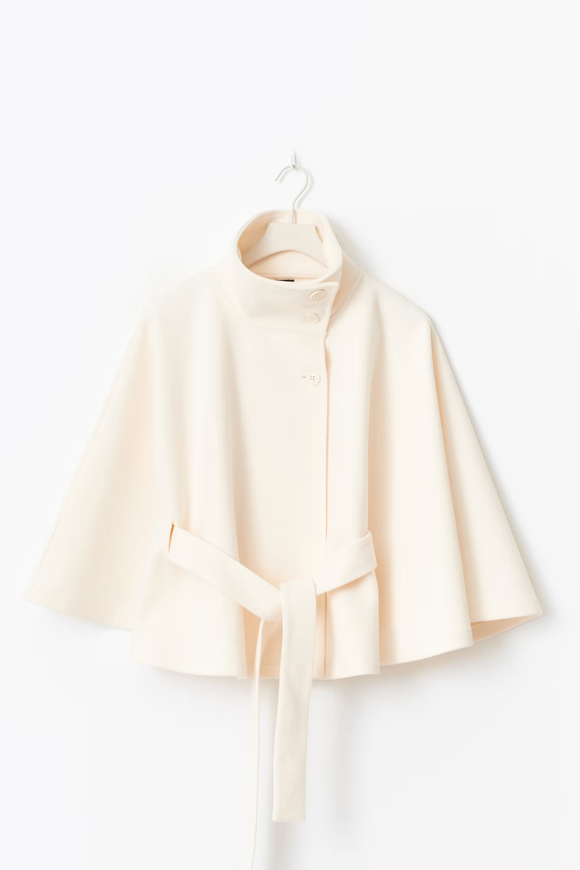 Womens Cape Coat  High Collar Button Front Design - Product showcase