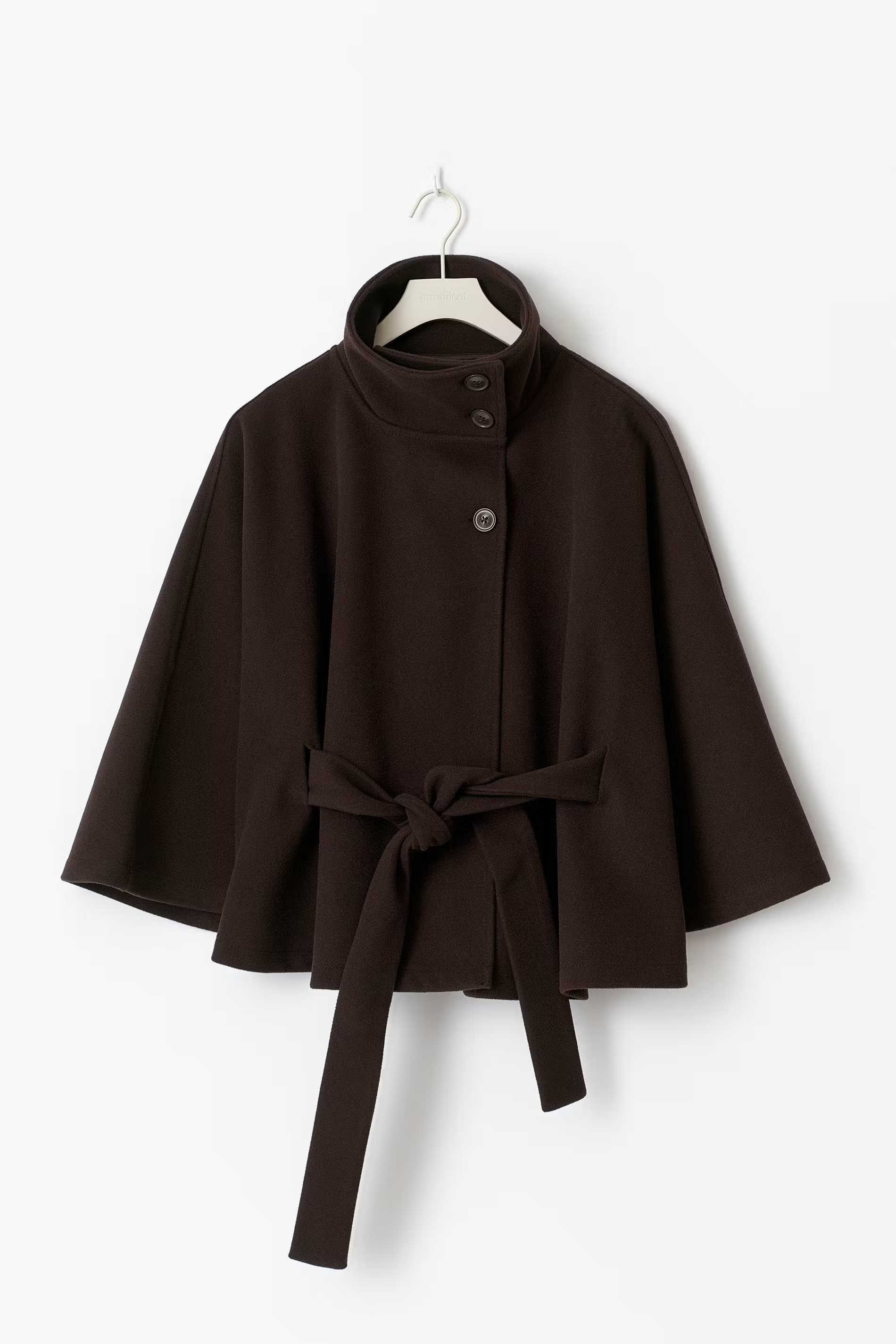Womens Cape Coat  High Collar Button Front Design - Product detail 11
