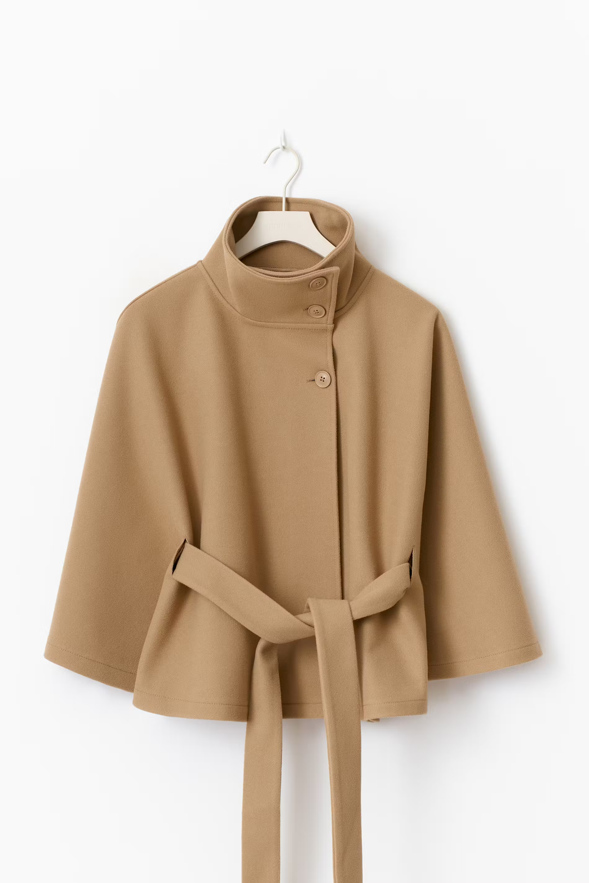 Womens Cape Coat  High Collar Button Front Design - Product detail 12