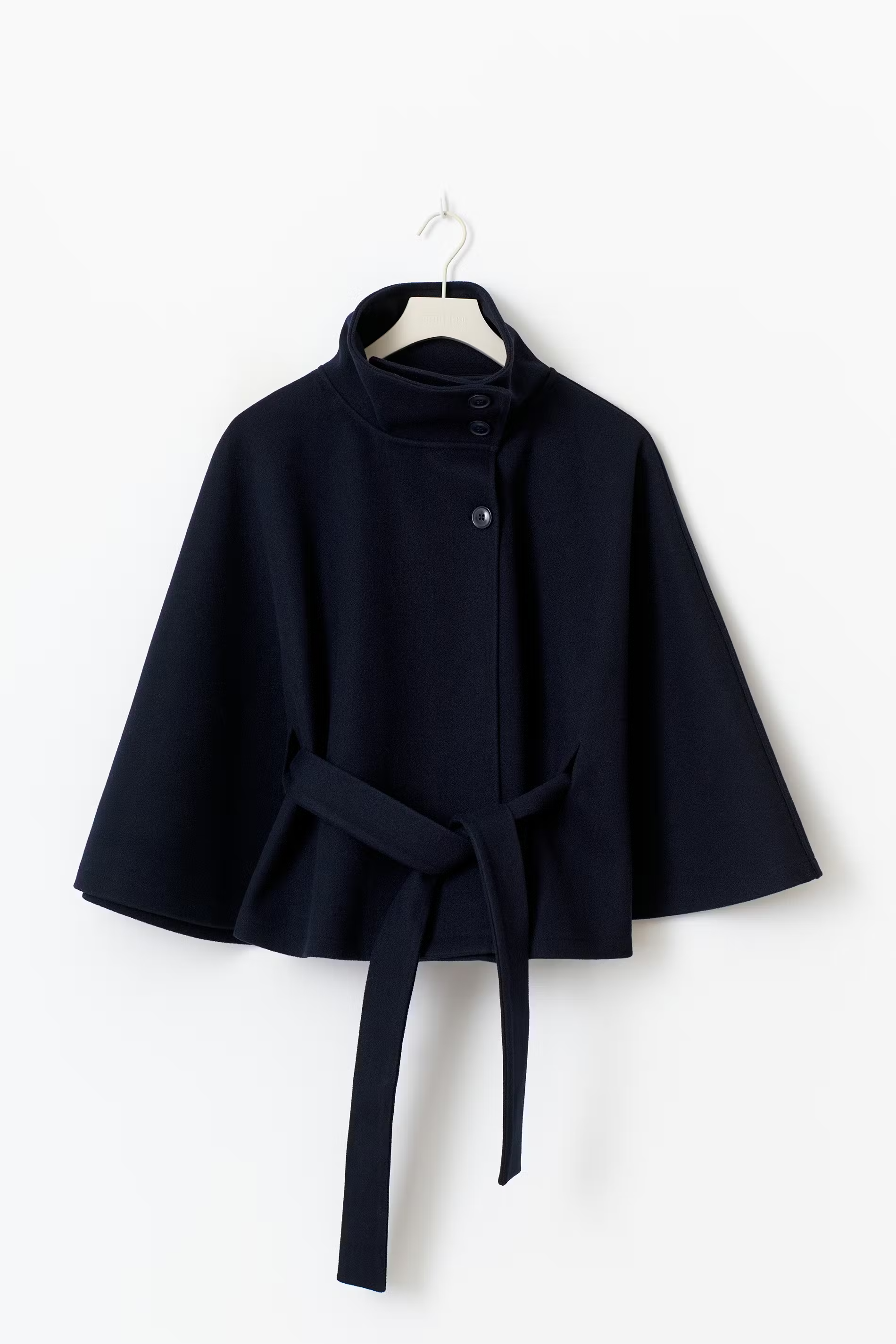Womens Cape Coat  High Collar Button Front Design - Product detail 10