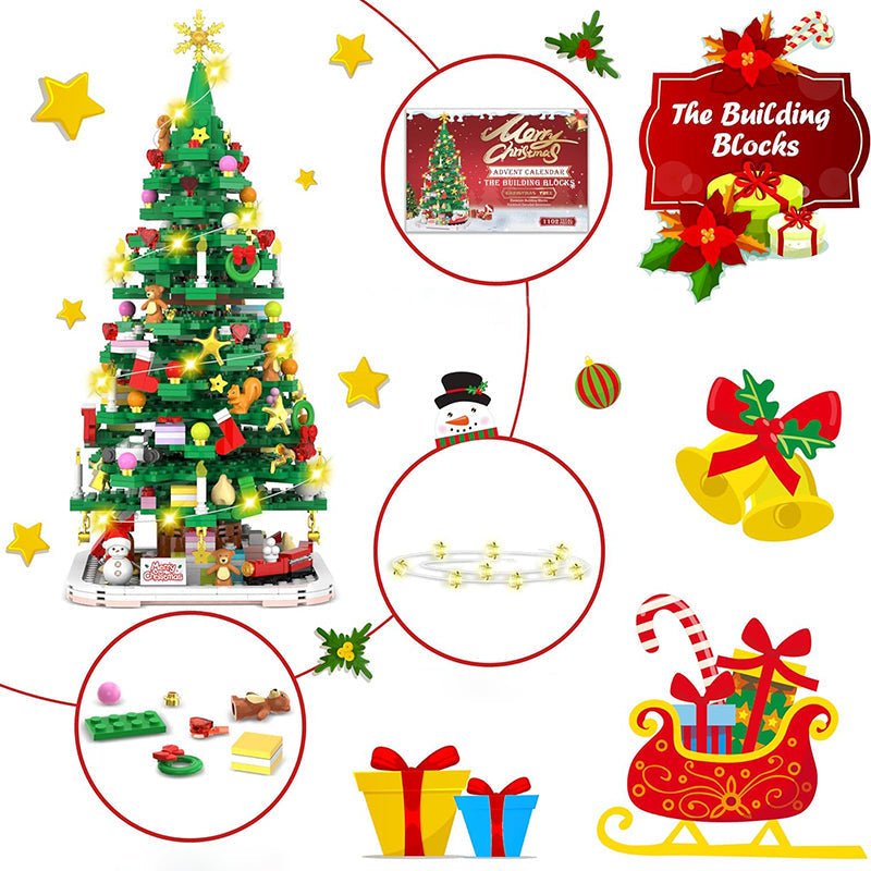 1102 Piece Christmas Advent Calendar Building Block Set | 24 Day Holiday Countdown DIY Decoration Kit for Kids and Adults