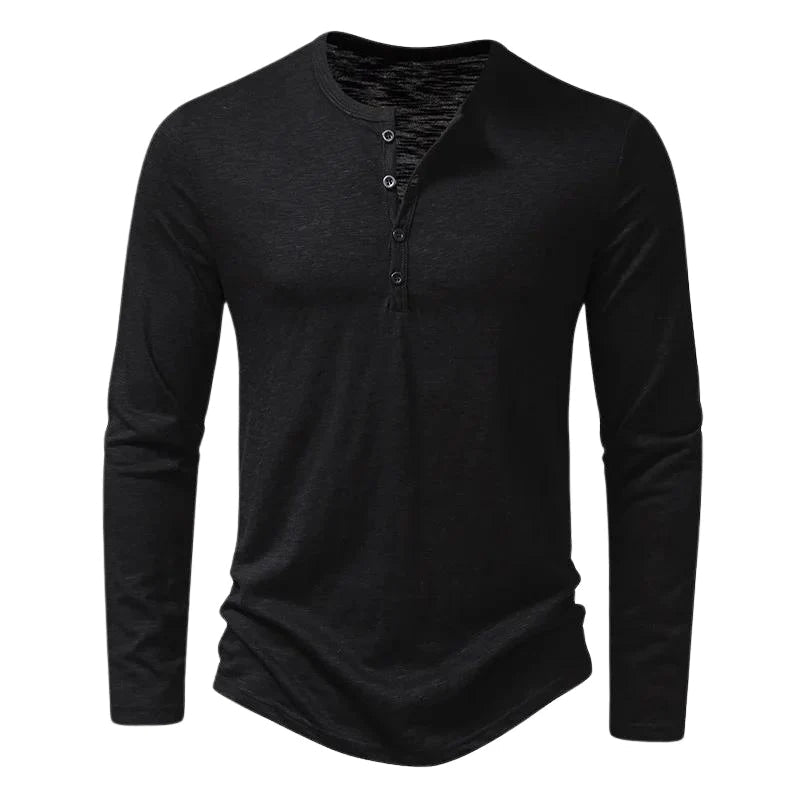 Maglia Henley da uomo a manica lunga con collo a bottoni