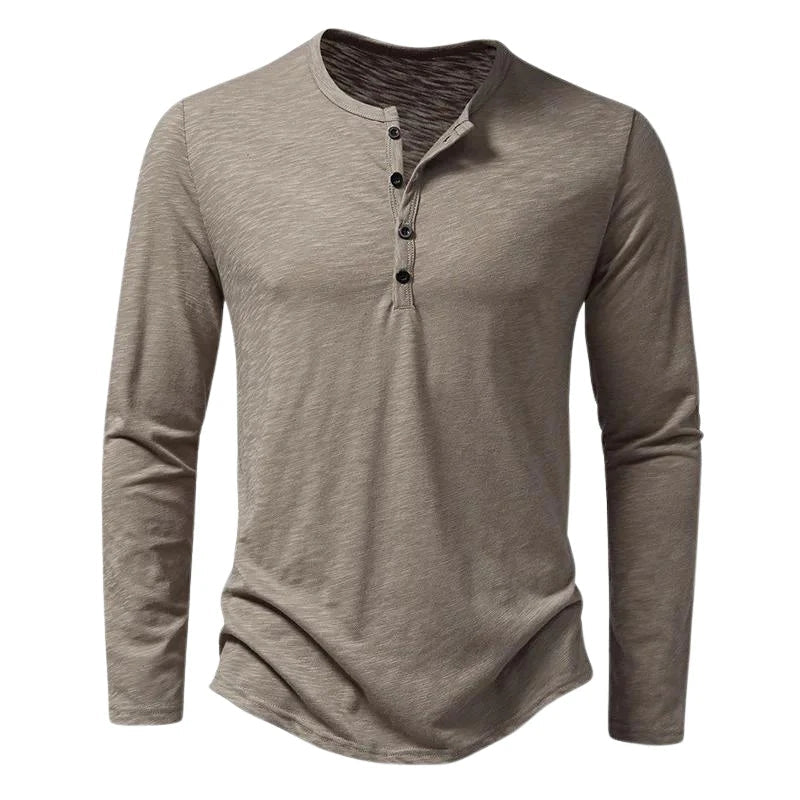 Maglia Henley da uomo a manica lunga con collo a bottoni