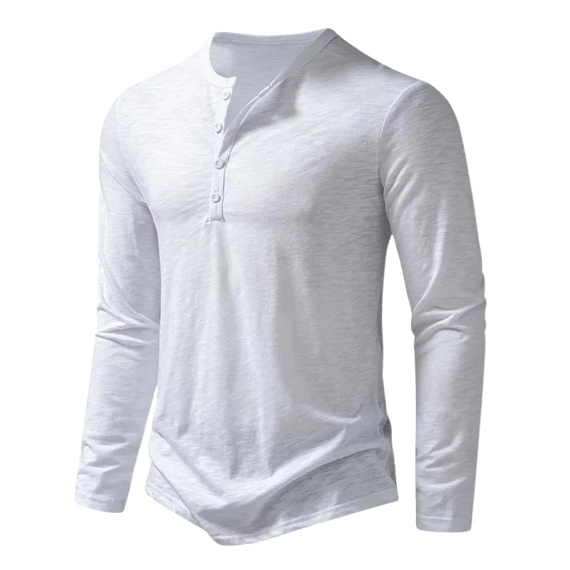 Maglia Henley da uomo a manica lunga con collo a bottoni