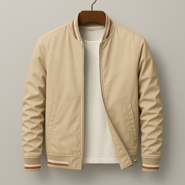 Men’s Bomber Jacket with Stripe Detail - Lightweight Casual Layer