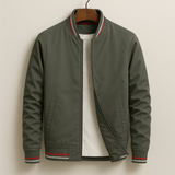 Men’s Bomber Jacket with Stripe Detail - Lightweight Casual Layer