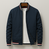 Men’s Bomber Jacket with Stripe Detail - Lightweight Casual Layer