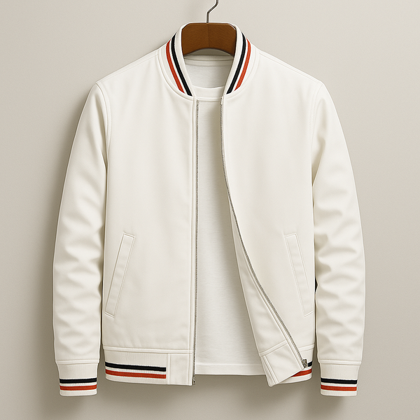 Men’s Bomber Jacket with Stripe Detail - Lightweight Casual Layer