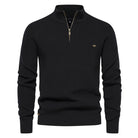 Black sweater with a zipper on a white background