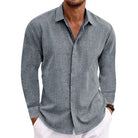Men’s Cotton-Linen Long-Sleeve Shirt – Slim Fit