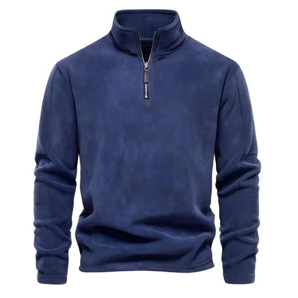 Men’s Half Zip Sweatshirt with Stand Collar – Retro Pullover Style