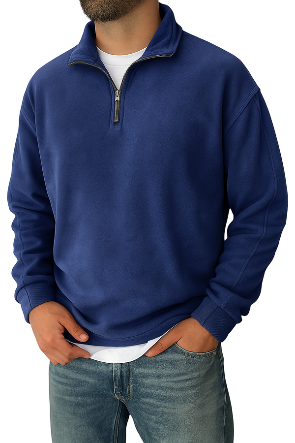 Men’s Half Zip Sweatshirt with Stand Collar – Retro Pullover Style