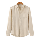 Men's Lightweight Linen Shirt with Relaxed Fit, Long Sleeves, and Chest Pocket for Casual Elegance 0